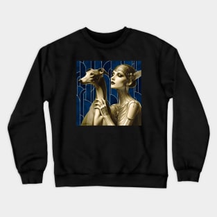 Art Deco Greyhound And Woman Crewneck Sweatshirt